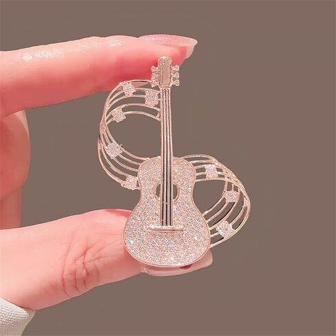 Guitar Rhinestones Brooches Pins for Women Men Elegant Crystal Pearl Music Note Violin Brooch Music Performance Art Lapel Pin Simple Music Party Banquet Fashion Jewelry for Wife Mom Musician in Saudi Arabia
