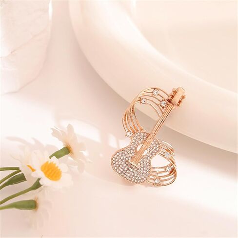 Guitar Rhinestones Brooches Pins for Women Men Elegant Crystal Pearl Music Note Violin Brooch Music Performance Art Lapel Pin Simple Music Party Banquet Fashion Jewelry for Wife Mom Musician in Saudi Arabia