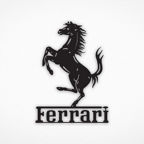 NORTH KAISER Ferrari Metal Wall Art - Car Logo Wall Decor - Automotive Sculpture for Garage, Man Cave, Bedroom, Indoor, Outdoor - Gift for Car Lovers (Red, 29.1'' x 18.7'' / 74 x 47.6 cm) in Saudi Arabia