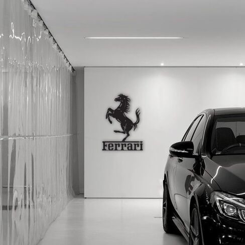 NORTH KAISER Ferrari Metal Wall Art - Car Logo Wall Decor - Automotive Sculpture for Garage, Man Cave, Bedroom, Indoor, Outdoor - Gift for Car Lovers (Red, 29.1'' x 18.7'' / 74 x 47.6 cm) in Saudi Arabia