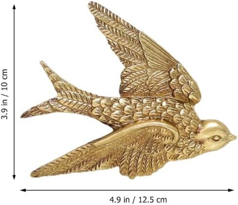 Garneck 2Pcs Vintage Brass Flying Geese Wall Art Sculptures - Gold Bird Decor for Home - Bedroom or Garden Elegant 3D Wall Hanging Ornament in Saudi Arabia