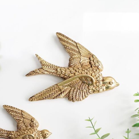 Garneck 2Pcs Vintage Brass Flying Geese Wall Art Sculptures - Gold Bird Decor for Home - Bedroom or Garden Elegant 3D Wall Hanging Ornament in Saudi Arabia