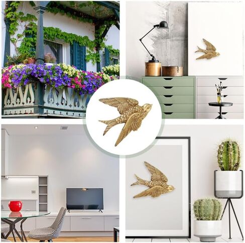 Garneck 2Pcs Vintage Brass Flying Geese Wall Art Sculptures - Gold Bird Decor for Home - Bedroom or Garden Elegant 3D Wall Hanging Ornament in Saudi Arabia