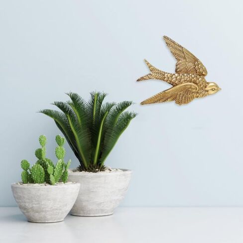 Garneck 2Pcs Vintage Brass Flying Geese Wall Art Sculptures - Gold Bird Decor for Home - Bedroom or Garden Elegant 3D Wall Hanging Ornament in Saudi Arabia