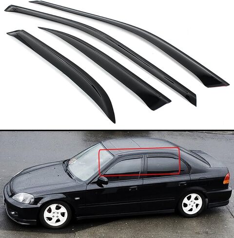 Cuztom Tuning JDM Smoke Tinted Window Visor Vent Shade Compatible with 1996-2000 Honda Civic 4 Door Sedan in Saudi Arabia
