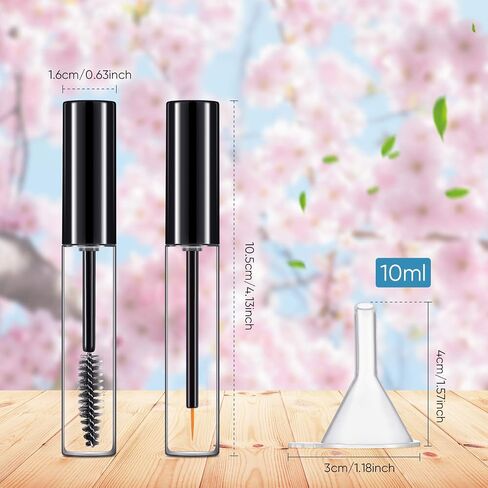 Patelai 12Pcs 10ml Empty Mascara Tubes Set Includes 4 Eyelash Serum Container Bottles, 4 Liquid Eyeliner Containers, 4 Funnels for Castor Oil DIY Mascara Empty Eyelash Serum Tube Set in Saudi Arabia