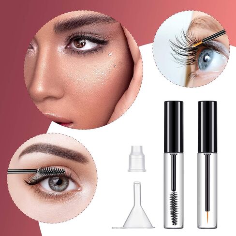 Patelai 12Pcs 10ml Empty Mascara Tubes Set Includes 4 Eyelash Serum Container Bottles, 4 Liquid Eyeliner Containers, 4 Funnels for Castor Oil DIY Mascara Empty Eyelash Serum Tube Set in Saudi Arabia