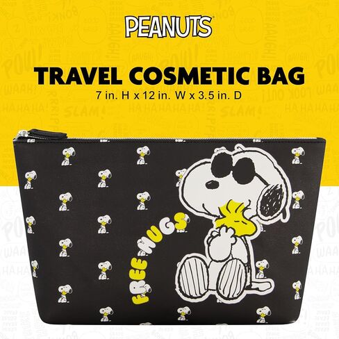 Peanuts Snoopy Women's Makeup Bag, Small Travel Cosmetic Zipper Pouch Organizer, Black in Saudi Arabia
