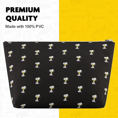 Peanuts Snoopy Women's Makeup Bag, Small Travel Cosmetic Zipper Pouch Organizer, Black in Saudi Arabia