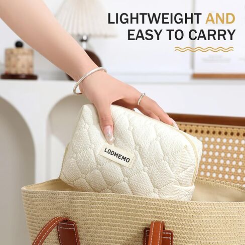 Makeup Bag 3 PCS Cosmetic Bags for Women, Large Travel Make up Bag Set Cute Cotton Toiletry Bag Organizer Pouch for Purse, Purple in Saudi Arabia