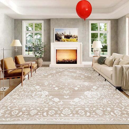 Beige Boho Vintage Area Rugs 2'x3 'لغرفة المعيشة ، والطباعة الحديثة للطباعة غير القابلة للانزلاق ، وسجاد غرفة نوم مريحة عالية الكومة ، وسجاد منطقة أنيقة وسخية للمكتب in Saudi Arabia