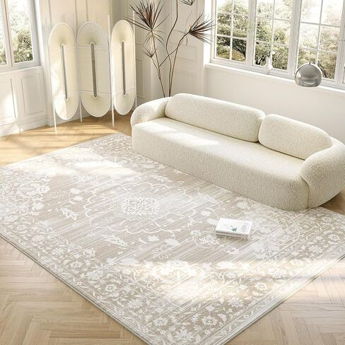 Beige Boho Vintage Area Rugs 2'x3 'لغرفة المعيشة ، والطباعة الحديثة للطباعة غير القابلة للانزلاق ، وسجاد غرفة نوم مريحة عالية الكومة ، وسجاد منطقة أنيقة وسخية للمكتب in Saudi Arabia