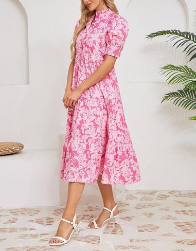 Kedera Women Summer Summer Maxi Dress Trendy 2025 Puff Short Sleeve v Neck Ruffle Tiered Flowy Boho Beach Dresses Long in Saudi Arabia