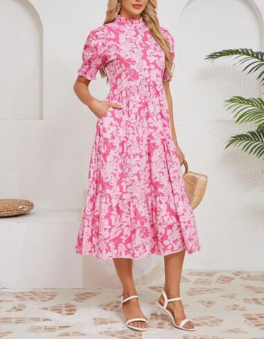 Kedera Women Summer Summer Maxi Dress Trendy 2025 Puff Short Sleeve v Neck Ruffle Tiered Flowy Boho Beach Dresses Long in Saudi Arabia
