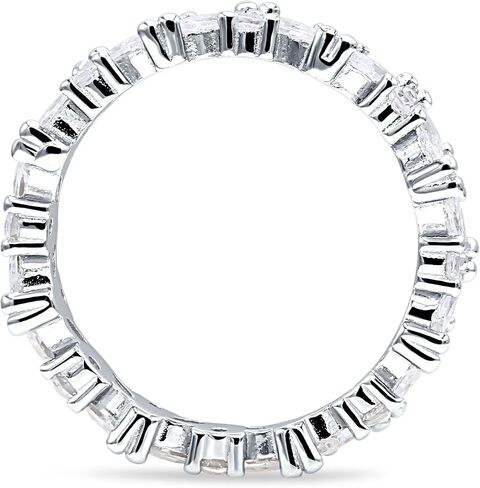 OMRANII Cluster Art Deco Marquise Round Full Eternity 4mm Band Modern Style Stackable Wedding band Gift For Women Cubic Zirconia Solid 925 Sterling Silver Band in Kuwait
