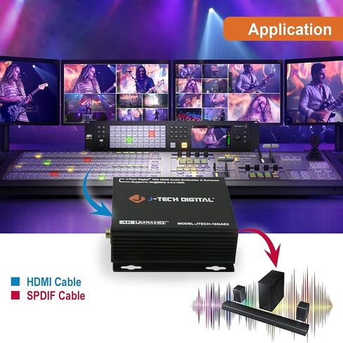 J-Tech Digital HDMI Audio Extractor 4K 60Hz with ARC & Audio Downmix, HDMI to Optical & RCA Converter, HDCP 2.2 DTS Digital 5.1 PCM (JTECH-EXD-ARC) in Saudi Arabia