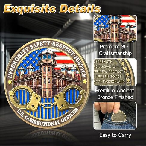 Thin Gray Line Coin - U.S. Correctional Officer Challenge Coins Honor Correctional Officers Gray Prison Police Coin Law Enforcement Coins Appreciation Commemorative Gifts in Kuwait