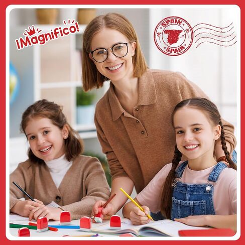 Qilery 8 Pcs Teacher Stamp Spanish Teacher Grading Stamp Gifts Rubber Self Inking Motivation Teacher Stamps for School Spanish Classroom Grading Stamp School Prizes in Kuwait