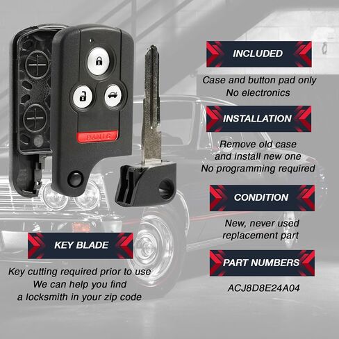 استبدال لعام 2005-2013 Acura RL 4-BUTTER KEY FOB SHELL CASE ACJ8D8E24A04 in Kuwait