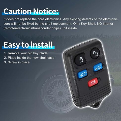 X AutoHaux Key Shell Case Unsible Entry Key Breemplication fob for Ford Expedition 2003-2010 for Lincoln Navigator 2003-2010 5 buttons cwtwb1u551 in Kuwait