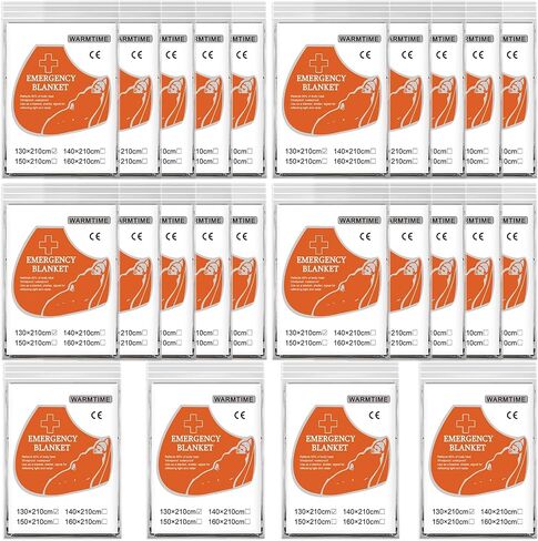 8 Pack Emergency Mylar Blankets, Survival Thermal Blanket for Rescue, First Aid Silver Foil Blanket Bulk, Safety Winter Heat Reflective Aluminum Blankets for Hiking, Camping, Marathons Outdoor in Kuwait