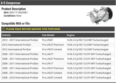 A/C Compressor - Compatible with 2008-2017 International ProStar in Saudi Arabia