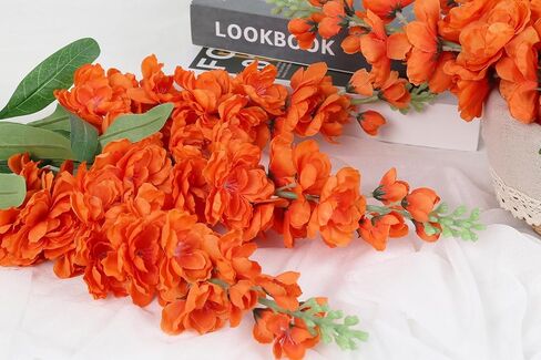 IPOPU 6pcs Orange Delphinium Artificial Flowers 36.22in Silk Flowers Snapdragon Flowers Hyacinth Artificial Flowers Long Stem Flowers for Wedding Home Floral Centerpieces Decor(Orange) in Saudi Arabia