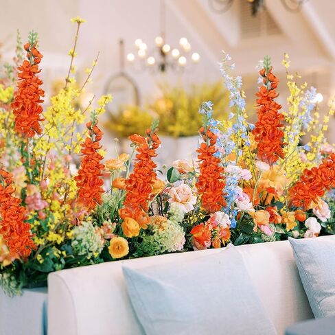 IPOPU 6pcs Orange Delphinium Artificial Flowers 36.22in Silk Flowers Snapdragon Flowers Hyacinth Artificial Flowers Long Stem Flowers for Wedding Home Floral Centerpieces Decor(Orange) in Saudi Arabia
