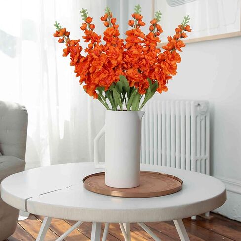 IPOPU 6pcs Orange Delphinium Artificial Flowers 36.22in Silk Flowers Snapdragon Flowers Hyacinth Artificial Flowers Long Stem Flowers for Wedding Home Floral Centerpieces Decor(Orange) in Saudi Arabia