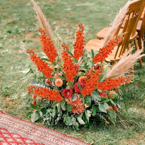 IPOPU 6pcs Orange Delphinium Artificial Flowers 36.22in Silk Flowers Snapdragon Flowers Hyacinth Artificial Flowers Long Stem Flowers for Wedding Home Floral Centerpieces Decor(Orange) in Saudi Arabia