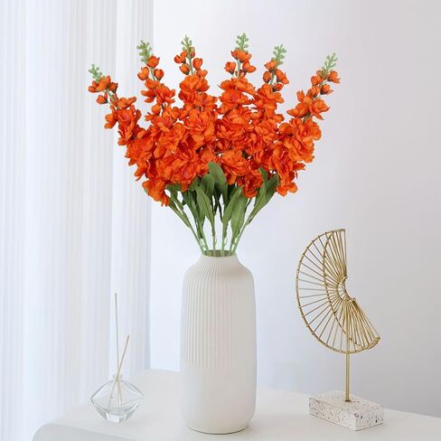 IPOPU 6pcs Orange Delphinium Artificial Flowers 36.22in Silk Flowers Snapdragon Flowers Hyacinth Artificial Flowers Long Stem Flowers for Wedding Home Floral Centerpieces Decor(Orange) in Saudi Arabia