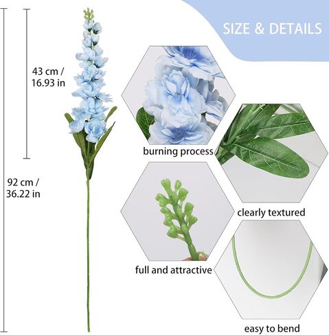 IPOPU 6pcs Orange Delphinium Artificial Flowers 36.22in Silk Flowers Snapdragon Flowers Hyacinth Artificial Flowers Long Stem Flowers for Wedding Home Floral Centerpieces Decor(Orange) in Saudi Arabia