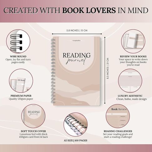 Reading Journal for Book Lovers | Log Book to Summarize, Review and Rate the Books you've Read | A5 Pastel Rainbow in Kuwait