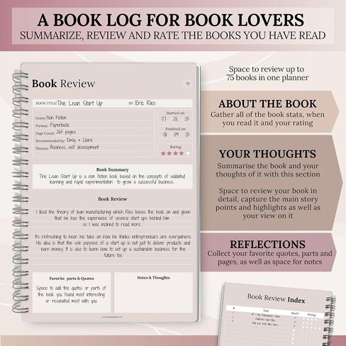 Reading Journal for Book Lovers | Log Book to Summarize, Review and Rate the Books you've Read | A5 Pastel Rainbow in Kuwait