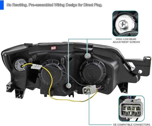 SPEC-D TUNING LED Black Projector Headlights Compatible with 2008-2011 Subaru Impreza Outback Sport, 2008-2014 Subaru Impreza WRX, Left + Right Pair Headlamps Assembly in Saudi Arabia
