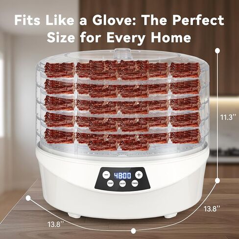 Food Dehydrator for Jerky, 500W 5 BPA-Free 360° Rotating Trays Dehydrator Machine for Yogurt, Meat, Mushroom, Fruits, Veggies, Dog Treats, Recipes Cookbook included, Yogurt Maker Machine in Saudi Arabia
