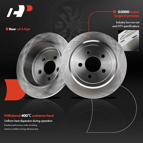 A-Premium 12-PC Front Vented & Rear Solid Disc Brake Rotors + Ceramic Pads Kit Compatible with Dodge and Jeep Models - Nitro 2007-2011, Liberty 2008-2012 V6 3.7L in Saudi Arabia