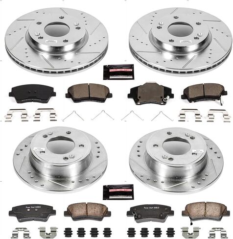 Power Stop K7385 Front and Rear Z23 Carbon Fiber Brake Pads with Drilled & Slotted Brake Rotors Kit For Hyundai Elantra 2017-2020 [Model Specific] in Saudi Arabia
