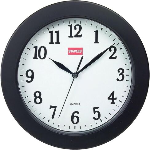 Staples 32436CT Quartz Wall Clock, Black Frame, 10 Diameter in Saudi Arabia