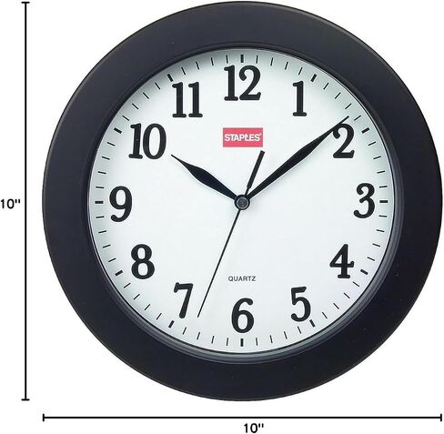 Staples 32436CT Quartz Wall Clock, Black Frame, 10 Diameter in Saudi Arabia