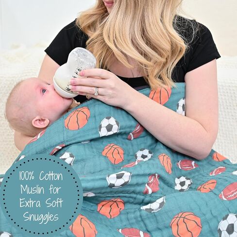 Swaddle Blanket 100% Cotton, Soft Muslin Swaddle Blankets, 47 x 47 inches Baby Swaddles for Boys and Girls, Lightweight Baby Blanket, Baby Essentials, Registry (Golf Balls Print) in Saudi Arabia