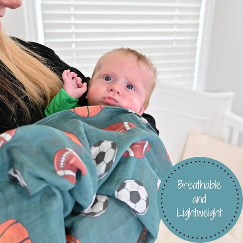 Swaddle Blanket 100% Cotton, Soft Muslin Swaddle Blankets, 47 x 47 inches Baby Swaddles for Boys and Girls, Lightweight Baby Blanket, Baby Essentials, Registry (Golf Balls Print) in Saudi Arabia