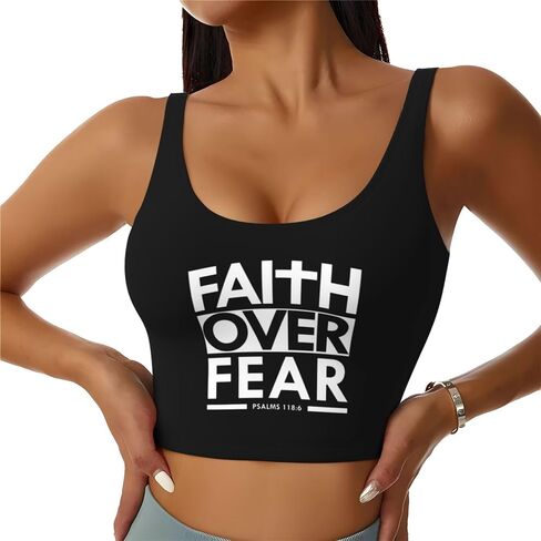 Faith Over Fear Bible Scripture Verse Christian Tank Tops Woman T-Shirt Slim-Fit Workout Tshirt in Saudi Arabia