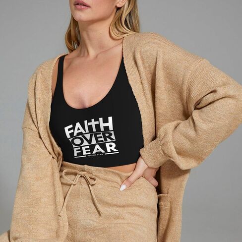 Faith Over Fear Bible Scripture Verse Christian Tank Tops Woman T-Shirt Slim-Fit Workout Tshirt in Saudi Arabia