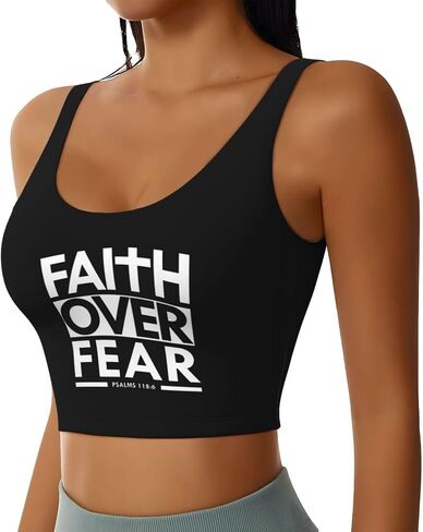 Faith Over Fear Bible Scripture Verse Christian Tank Tops Woman T-Shirt Slim-Fit Workout Tshirt in Saudi Arabia