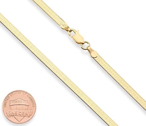 Miabella 925 Sterling Silver Italian Solid 3.5mm Flexible Flat Herringbone Chain Necklace for Women, Made in Italy in Saudi Arabia
