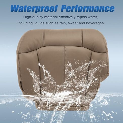 Secosautoparts Driver & Passenger Side Bottom & Top Lean Back & Foam Cushion & Armrest Leather Course Covers Med Tan متوافق مع Chevy Silverado 1500 2500 1999 2000 2001 2002 in Saudi Arabia