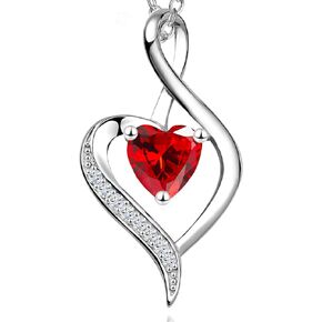 Infinity Heart Necklaces for Women Trendy, 925 Sterling Silver Necklace, Valentine’s Day Birthday Jewelry Gifts for Girlfriend, Mom, and Wife, 18" Chain with 2" Adjustable Chain, Red in Saudi Arabia