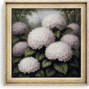 EAFPG Textured Gel Finish Framed Vintage Wall Art for Bathroom, Blush Hydrangea Plant Canvas Prints for Living Room, Bedroom & Kitchen, Floral Paintings for Office, Botanical Wall Decor, 8"x8" in Saudi Arabia
