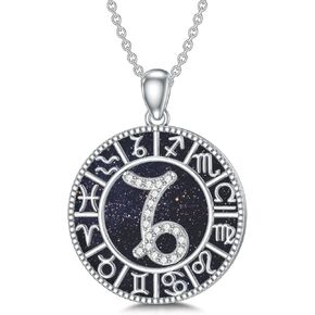 Zodiac Necklace Sterling Silver 12 Zodiac Constellation Necklaces with Blue Sandstone Zodiac Sign Charm Horoscope Astrology Jewelry for Women Men Birthday Gifts in Kuwait